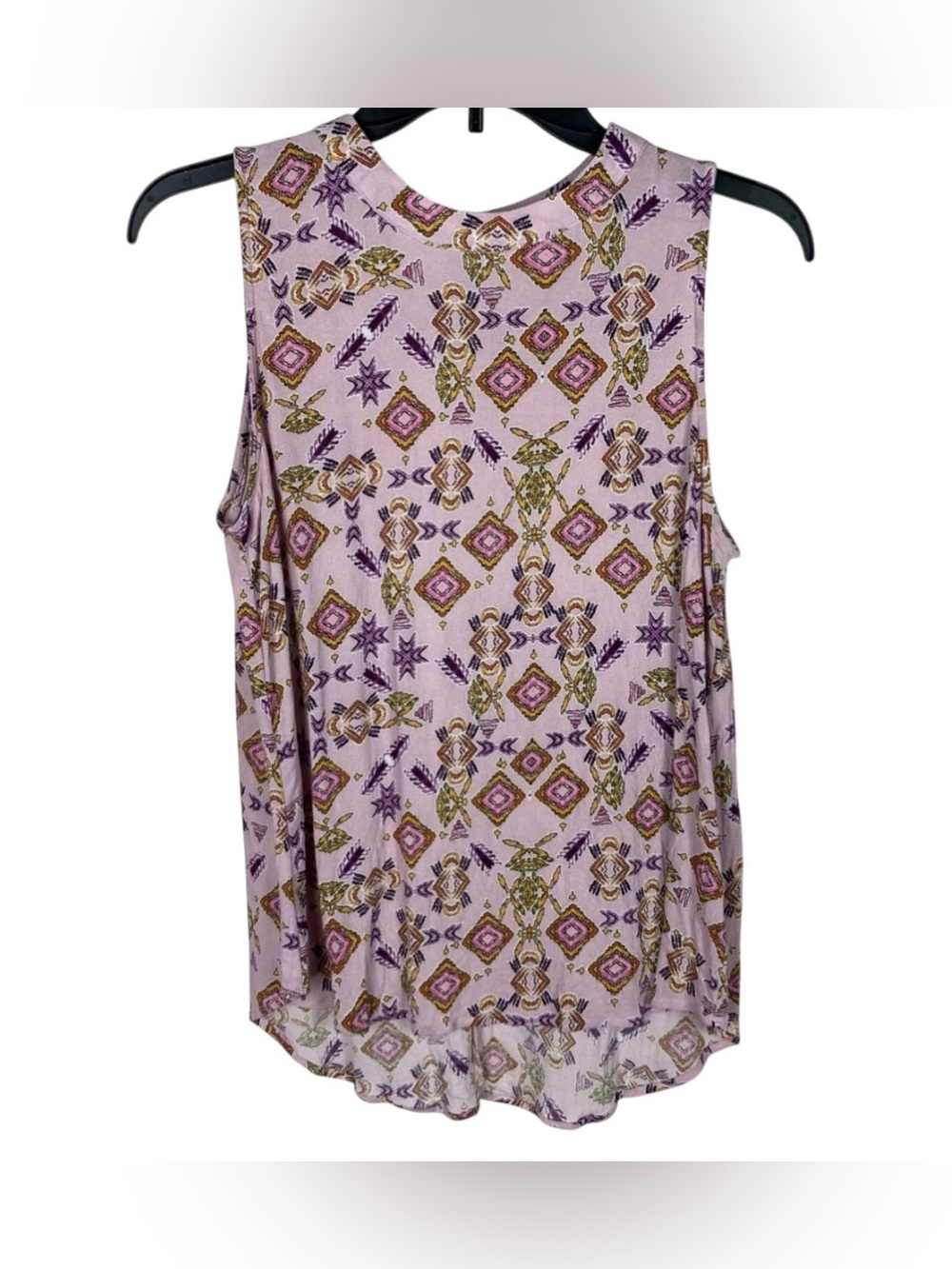 Elodie Lavender Geometric Print Tank with Olive & Purple Accents